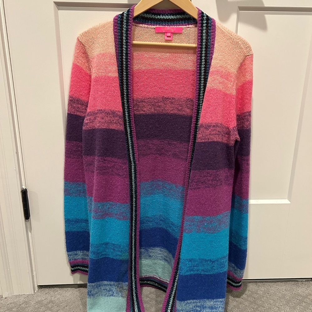 Lilly Pulitzer Aubrienna Cardigan size M in ombre sunset stripe